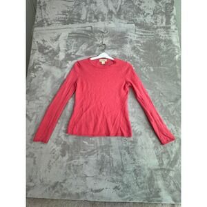 Peck & Peck Cashmere Sweater Coral Pink Crew Neck Long Sleeve Women's M